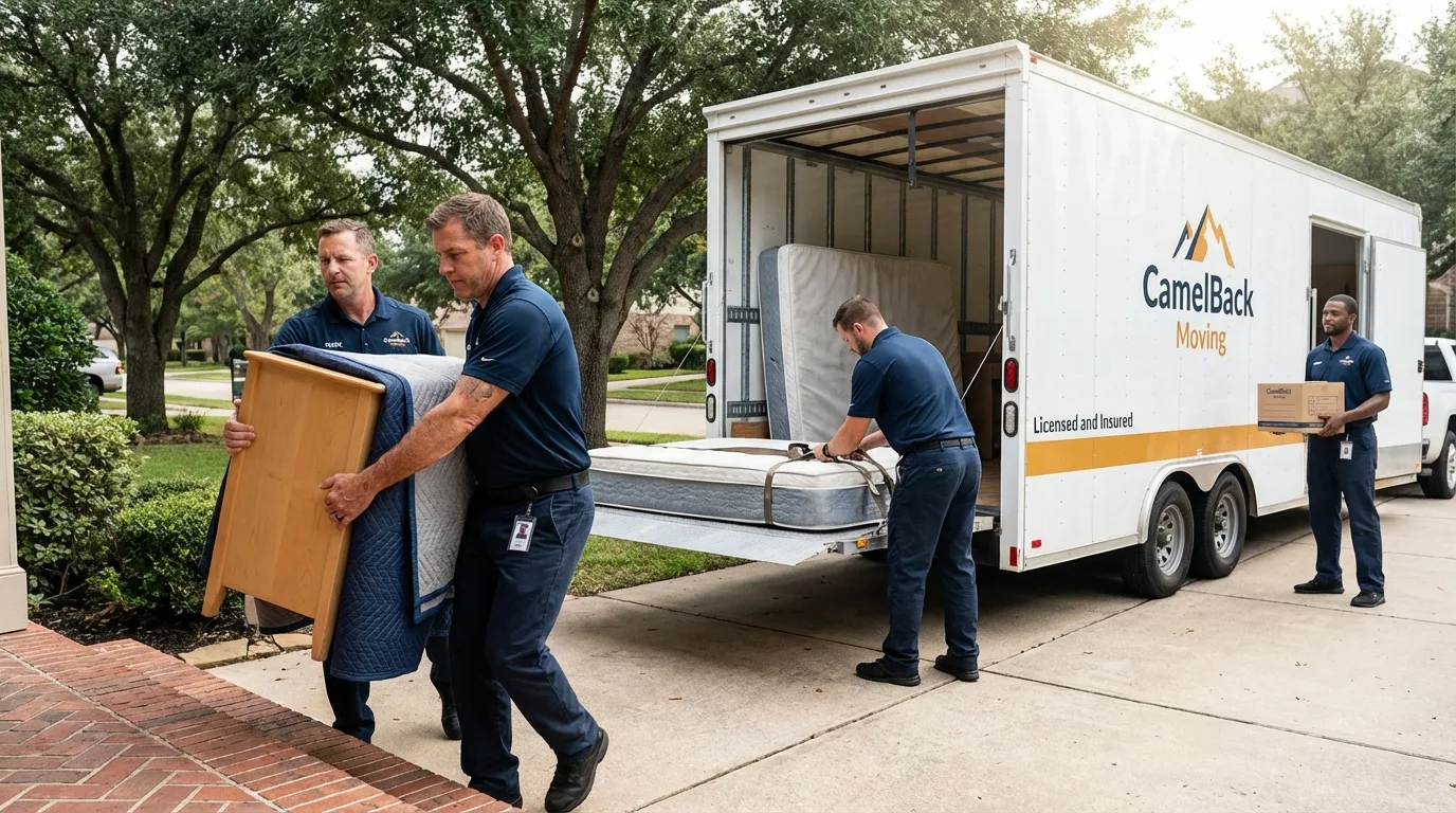 Crew loading residential truck for cross-state move from Andover, NH
